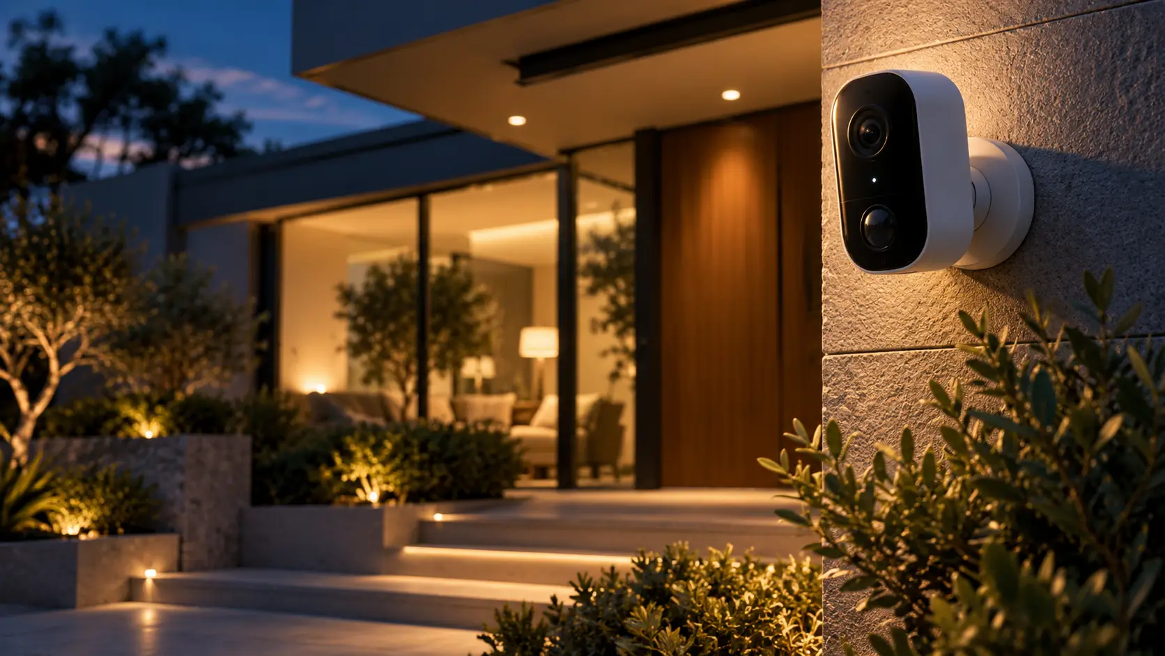 Strategic partner hardware integrated into architectural interior - discreet smart vision and sensors in natural wood wall