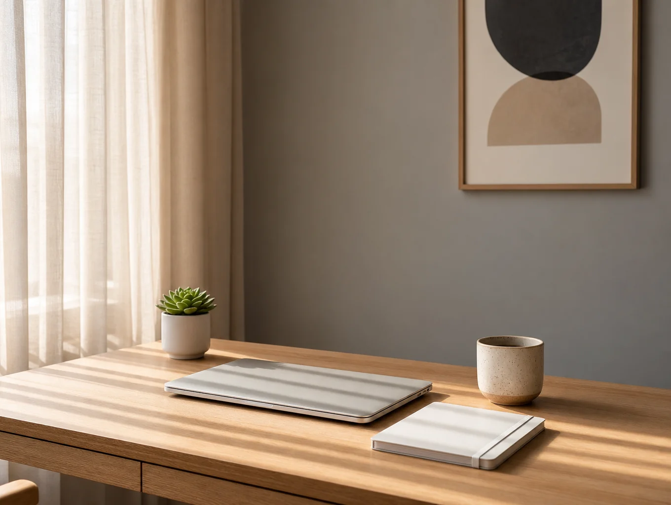 Calm room bathed in natural late-evening twilight and quiet ambient light