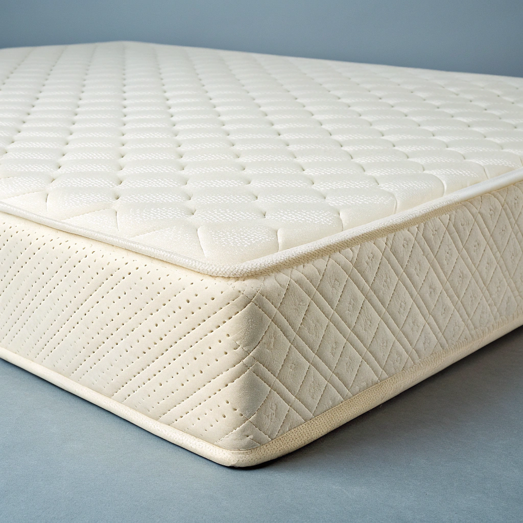 Architectural room detail illustrating articulated natural latex mattress