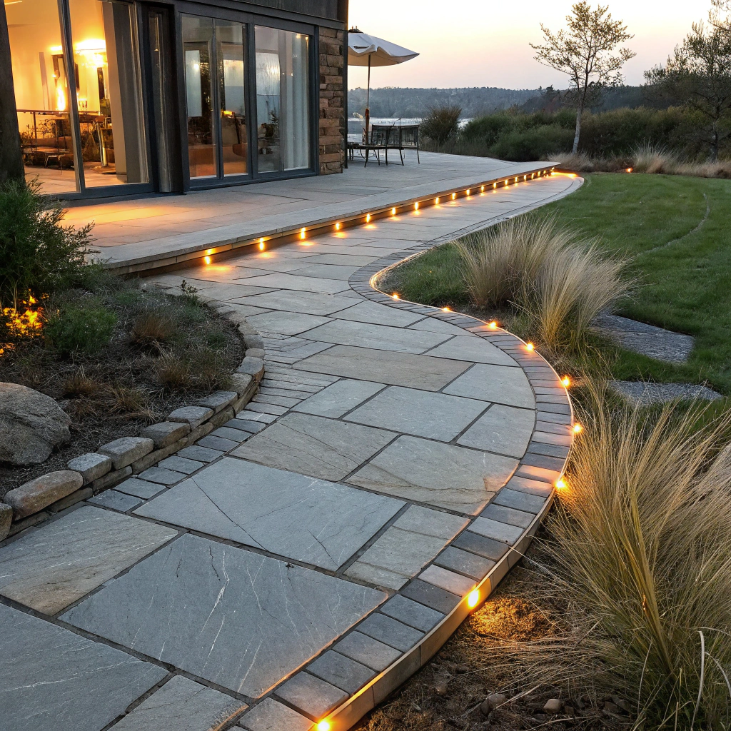 Architectural room detail illustrating subtle low floor path illumination
